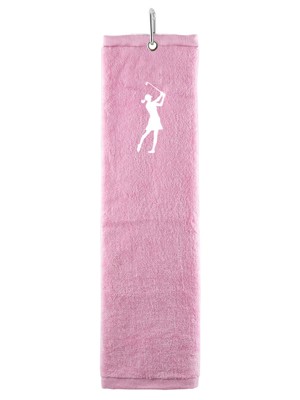 Ladies Embroidered Terry Cotton Lady Golfer Tri-Fold Towel