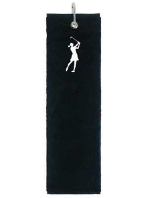 Ladies Embroidered Terry Cotton Lady Golfer Tri-Fold Towel
